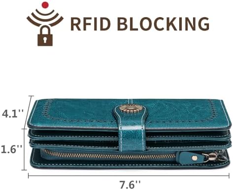 SENDEFN Wallets For Women Leather Credit Card Holder With RFID Blocking Large Capacity Wristlet