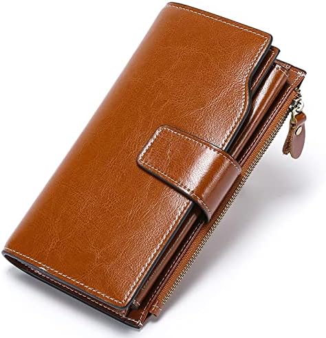 SENDEFN Women Leather Wallets RFID Blocking Clutch Card Holder Ladies Purse with Zipper Pocket