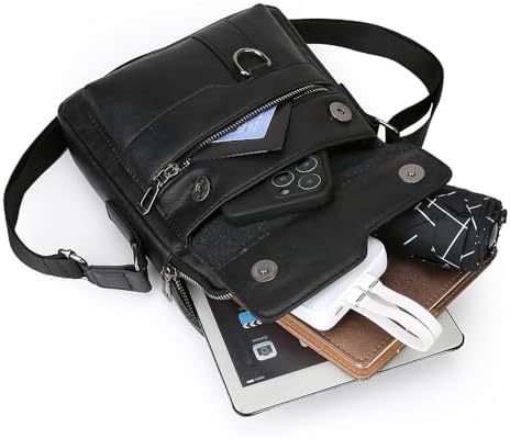 Shoulder Bag For Men Crossbody Bags Leather Sling Bag Messenger Bags With Multiple Pockets Business Outdoor