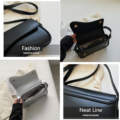 Shoulder Bag For Women Y2K Trendy Purse Vegan Leather Hobo Handbags Clutch Saddle Bag With 2 Removable Strap