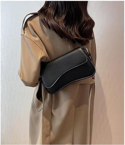 Shoulder Bag For Women Y2K Trendy Purse Vegan Leather Hobo Handbags Clutch Saddle Bag With 2 Removable Strap