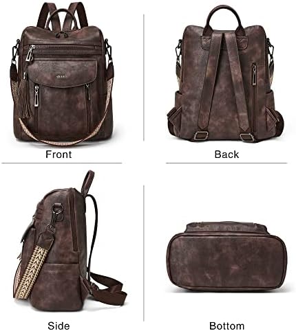 Shrrie Backpack Purse For Women Fashion Leather Backpack Purse Designer Travel Backpack Convertible Shoulder Bag With Wristlet For Work College