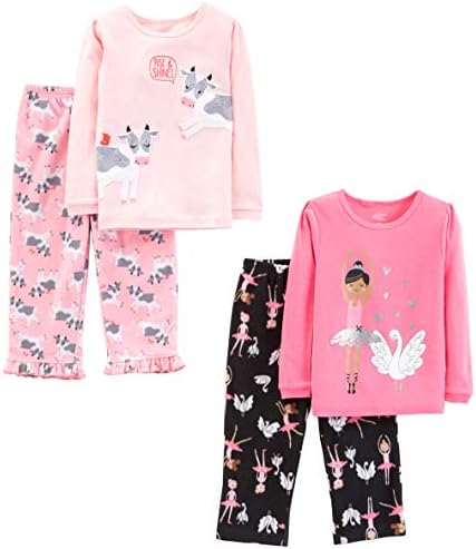 Simple Joys by Carter's baby-girls 4-piece Pajama Set (Cotton Top & Fleece Bottom)