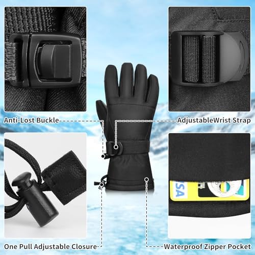 Ski Gloves Winter Waterproof & Warm Snow Gloves For Parent Child Kids 3M Thinsulate -Skiing Cycling Motorcycle Running