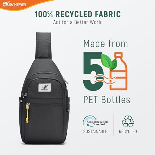 SKYSPER Sling Bag RFID Anti-Theft Crossbody Bag Recycled Travel Cross Body Bag Shoulder Sling Daypack
