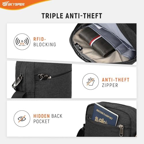 SKYSPER Small Anti Theft Crossbody Bag RFID MIni Sling Bag Travel Purse Small Shoulder Bag