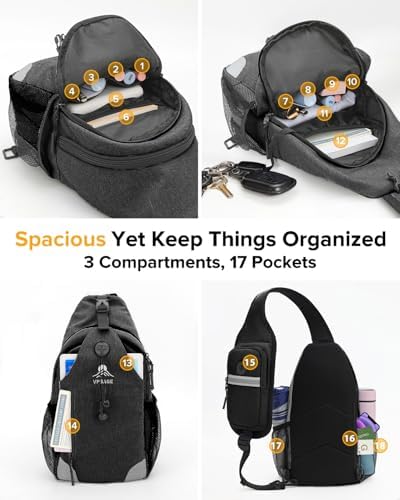 Sling Bag For Men Crossbody Hiking Daypack/Chest Bag/Shoulder Bag Small Backpack For Travel