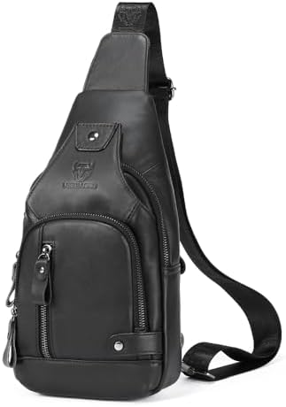Sling Bag for Men Genuine Leather Chest Bag Crossbody Backpack Travel Hiking Outdoor Sports