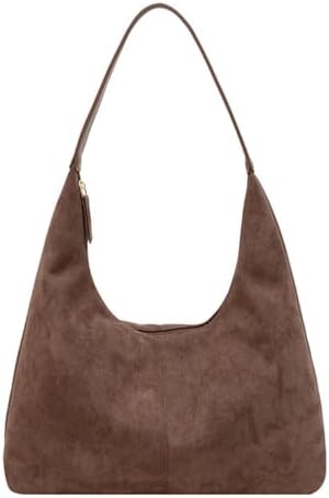 Slouchy Suede Shoulder Bags For Women Underarm Bag Womens Tote Bag Work Purses Crescent Bag Suede Handbag Travel Winter Fall