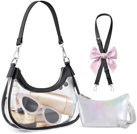 Small Clear Bag for Stadium Events Clear Shoulder Bag for Stadium Approved with Wristlet Wallet for Concerts Sports Events