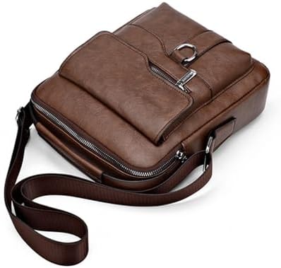 Small Crossbody Bag Mens Shoulder Bag Vintage Leather Bag Office Business For Men Handbag Purse Zipper