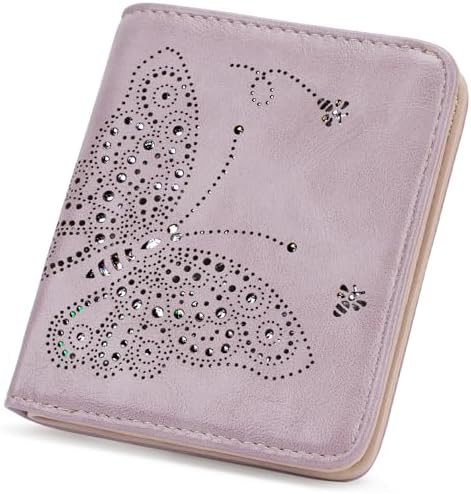 Small RFID Wallet Women Ultra Thin Slim Womens Wallet Mini Compact Bifold Pocket Ladies Wallets for Women Purple