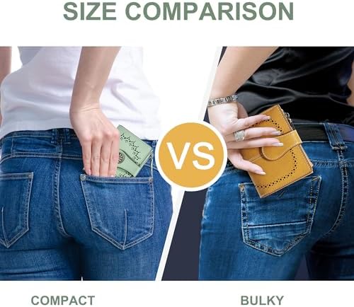 Small Wallet For Women Bifold RFID Blocking Card Holder Leather Wallets With Zipper Coin Pocket