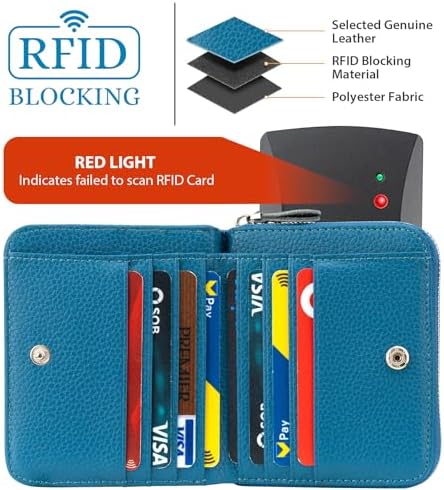 Small Wallet For Women Genuine Leather RFID Blocking Credit Card Holder Slim Compact Coin Purse Women's Wallets With ID Window 8 Card Slots
