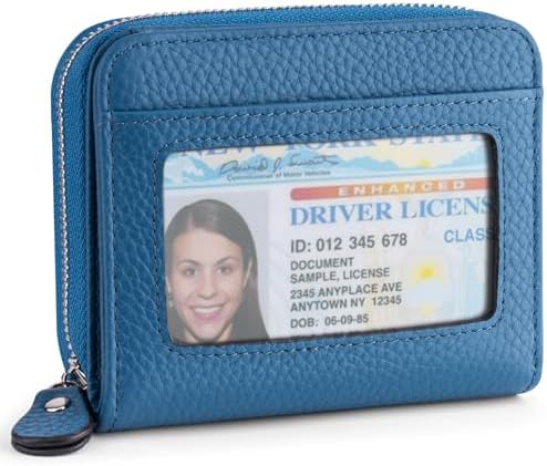 Small Wallet for Women Genuine Leather RFID Blocking Credit Card Holder Slim Compact Coin Purse Women's Wallets with ID Window 8 Card Slots