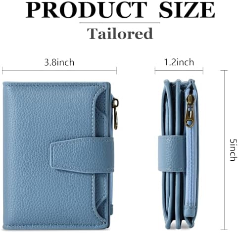 Small Wallet Women RFID Blocking Soft Leather Bifold Compact Card Holder Wallet For Women With Zipper Coin Pocket 4 ID Window
