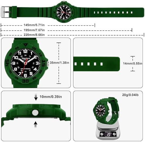 SOCICO Children Analog Watch For Boys Girls Waterproof Time Teaching Watch With Soft Band Learning Time Wrist Watch Easy To Read Christmas Gifts For Kids Ages 3-12 Great Gifts