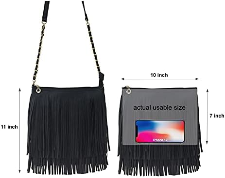 Solene Fringe Crossbody Shoulder Bag With Strap Tassel Messenger Bag Country Style Western Fringe Purse For Women