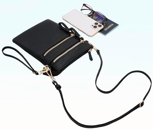 Solene Small Crossbody Bag For Women Multi Zip Pockets With Detachable Wristlet Lightweight Travel Purse Cell Phone Pouch