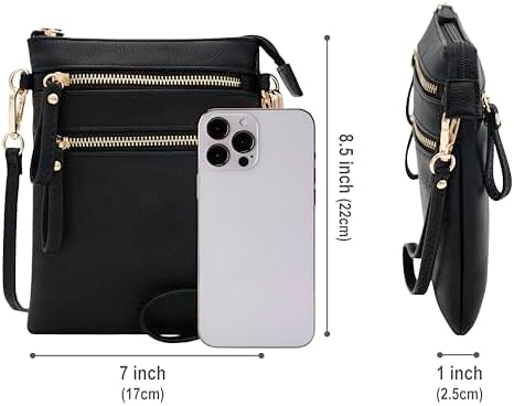 Solene Small Crossbody Bag For Women Multi Zip Pockets With Detachable Wristlet Lightweight Travel Purse Cell Phone Pouch