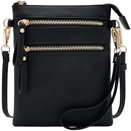 Solene Small Crossbody Bag for Women Multi Zip Pockets with Detachable Wristlet Lightweight Travel Purse Cell Phone Pouch