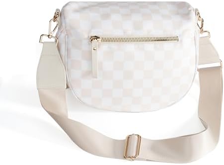 Spacious Checkered Nylon Crossbody Bag Bum Bag Checkered Handbags Wallets For Women