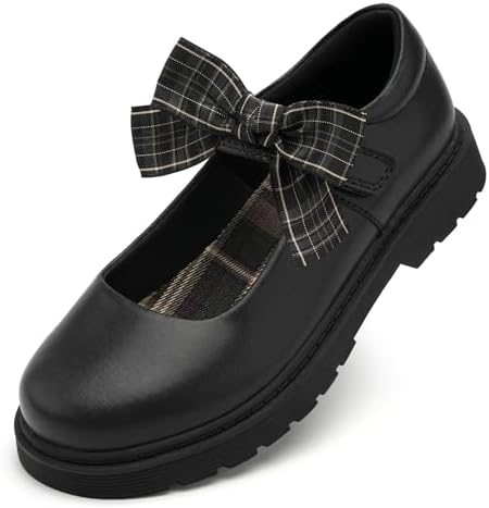 Stelle School Shoes for Girls Mary Jane Uniform Dress Shoes Detachable Bow Chunky Ballerina Wedding (Little/Big Kids)