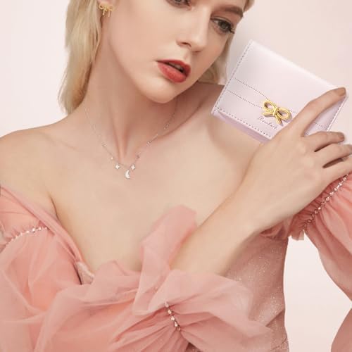 Sunwel Fashion Wallets Girls Cute Coquette Bow Small Wallet Aesthetic Card Holder ID Window Purse For Women (PINK)