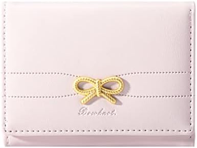Sunwel Fashion Wallets Girls Cute Coquette Bow Small Wallet Aesthetic Card Holder ID Window Purse for Women (PINK)