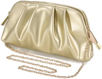 SWEETV CHUNLI Dressy Vegan Leather Clutch Purse For Women Formal Soft Pleated PU Evening Clutch For Weddings Proms