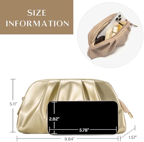 SWEETV CHUNLI Dressy Vegan Leather Clutch Purse For Women Formal Soft Pleated PU Evening Clutch For Weddings Proms