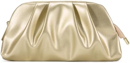 SWEETV CHUNLI Dressy Vegan Leather Clutch Purse for Women Formal Soft Pleated PU Evening Clutch for Weddings Proms