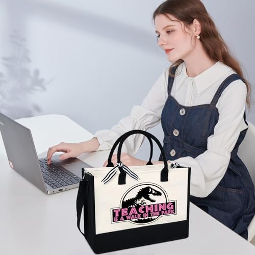 Teacher Gifts Teacher Appreciation Gifts For Women Teacher Bag Teacher Christmas Gift Teacher Birthday Gift 13oz Canvas Tote Bag With Zipper Pocket