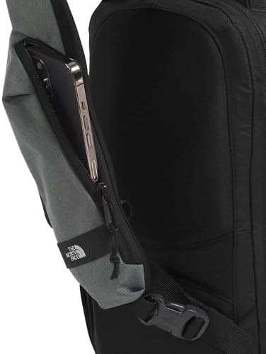 The North Face Borealis Sling Bag Crossbody Bag With Water Repellent Finish Adjustable Strap Multiple Compartments Tablet Sleeve Asphalt Grey Light Heather/TNF Black One Size
