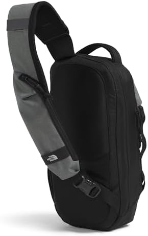 The North Face Borealis Sling Bag Crossbody Bag With Water Repellent Finish Adjustable Strap Multiple Compartments Tablet Sleeve Asphalt Grey Light Heather/TNF Black One Size