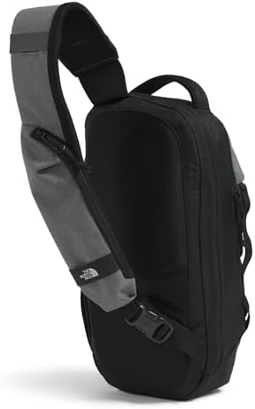 The North Face Borealis Sling Bag Crossbody Bag With Water Repellent Finish Adjustable Strap Multiple Compartments Tablet Sleeve Asphalt Grey Light Heather/TNF Black One Size