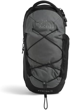 The North Face Borealis Sling Bag Crossbody Bag with Water Repellent Finish Adjustable Strap Multiple Compartments Tablet Sleeve Asphalt Grey Light Heather/TNF Black One Size