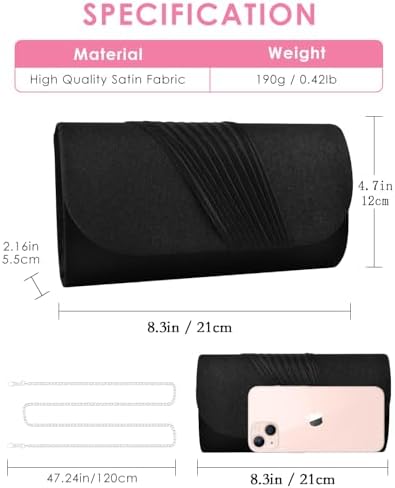 TINDTOP Clutch Purses For Women Evening Handbags For Formal Wedding Party Cocktail Prom Crossbody Shoulder Envelope Bag