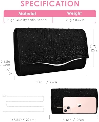 TINDTOP Clutch Purses For Women Formal Evening Bags Suede Shoulder Envelope Party Handbags Wedding Cocktail Prom Clutches