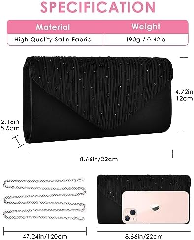 TINDTOP Evening Clutch Purses For Women Handbags For Formal Wedding Party Cocktail Prom Crossbody Shoulder Envelope Bag
