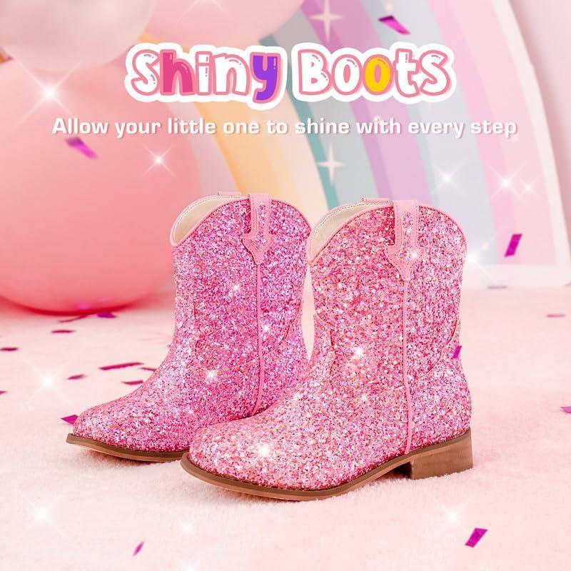 Toddler Cowgirl Boots Glitter Girls Cowboy Boots Ankle Toddler Boot Little Kid Western Horse Riding Shoes Party Birthday Dress Up