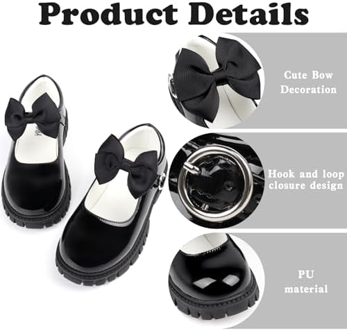 Toddler Girl Dress Shoes Bow Black Dress School Shoes Princess Mary Jane For Toddler/Little Girl