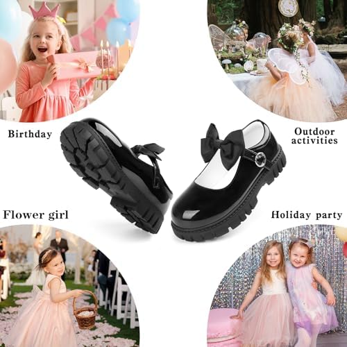 Toddler Girl Dress Shoes Bow Black Dress School Shoes Princess Mary Jane For Toddler/Little Girl