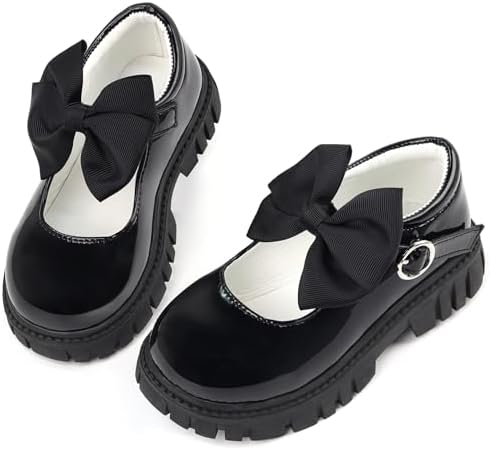 Toddler Girl Dress Shoes Bow Black Dress School Shoes Princess Mary Jane for Toddler/Little Girl