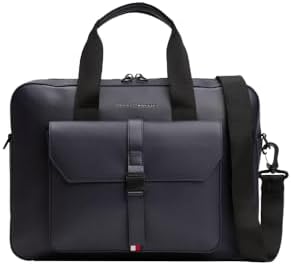 Tommy Hilfiger Foundation Laptop Bag with Buckle and Adjustable Strap