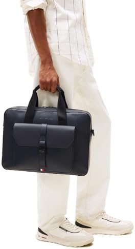 Tommy Hilfiger Foundation Laptop Bag With Buckle And Adjustable Strap