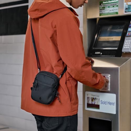 Tomtoc Aviator-T37 旅行斜挎包 带 RFID 屏蔽功能 可容纳 4-6 个护照 带防盗可锁定拉链 多个口袋可放置卡片和文件 – 适合日常使用的收纳包