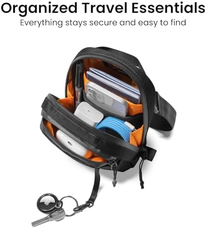 Tomtoc Aviator-T37 X-Pac Travel Crossbody RFID Blocking Bag Holds 4-6 Passports With Anti-theft Lockable Zippers Multiple Pockets For Cards & Documents – Organizer For Daily Use