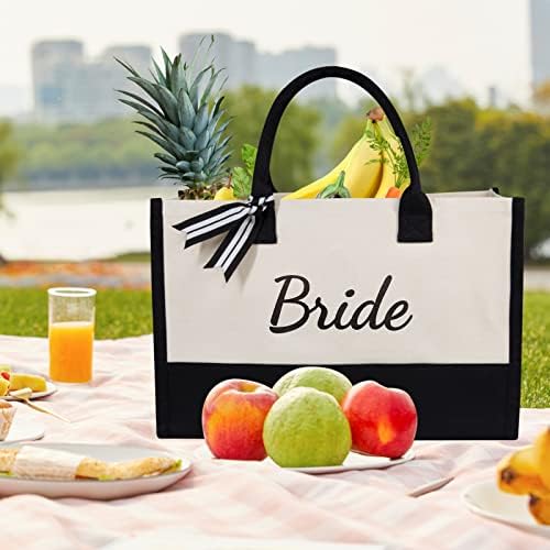 TOPDesign Canvas Tote Bag Bridal Shower Gifts For Bride Wedding Bachelorette Bride Gifts Shoulder Bag