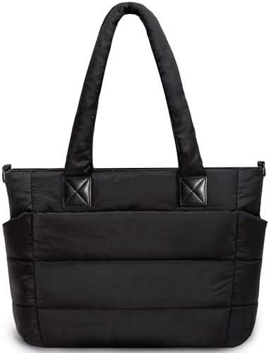 Tote Bag for Women Puffer Tote Bag Large Quilted Nurse Bag with Zipper for Work Travel